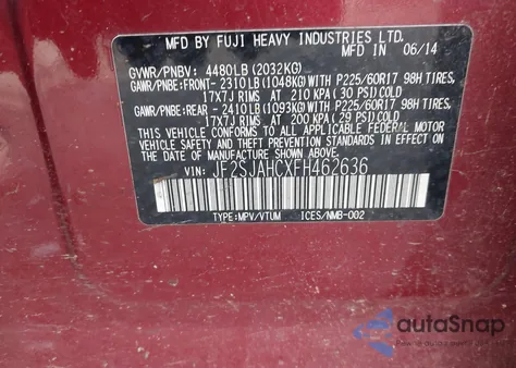 2015 Subaru Forester 2.5I Limited из США, поврежденный, VIN JF2SJAHCXFH462636